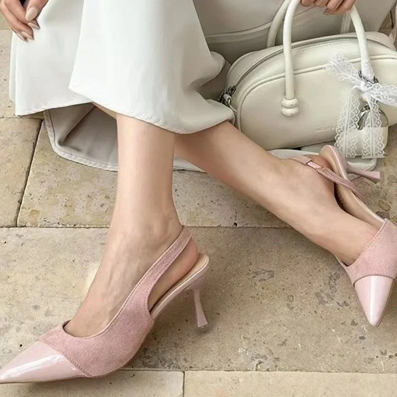 

Women's Shoes 2025 Fashion Summer New Buckle Strap Pointed Toe Stiletto Women's Sandals Elegant Solid Dress Sandals Women