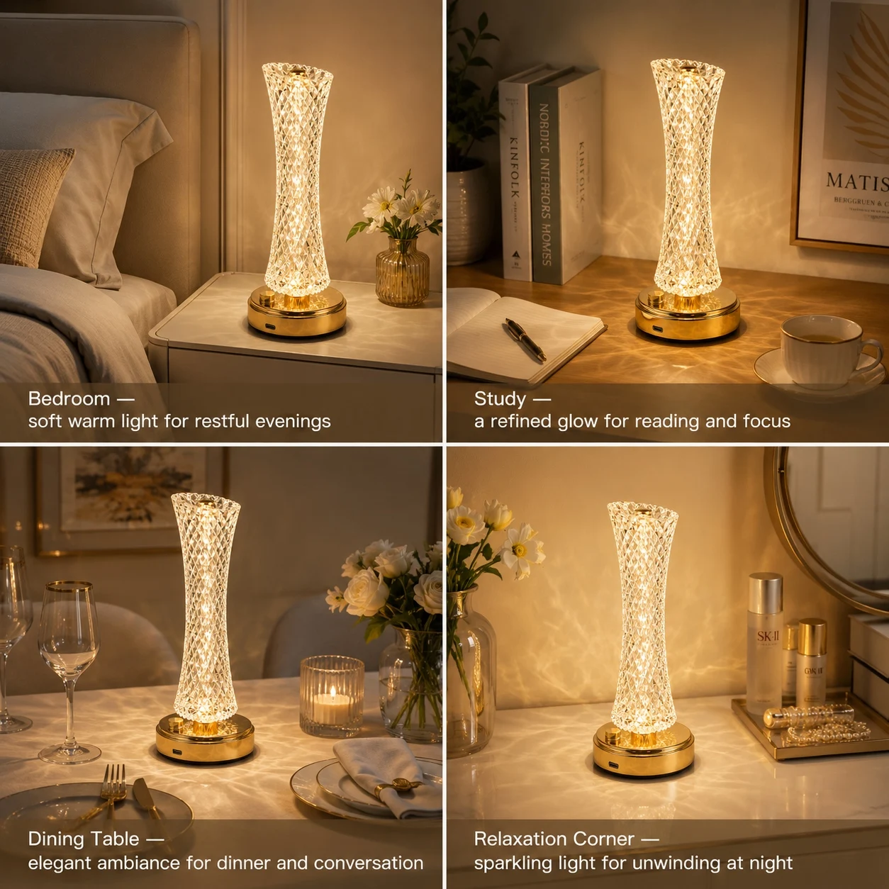 Crystal Touch Lamp — Dimmable LED Bedside Mood Light