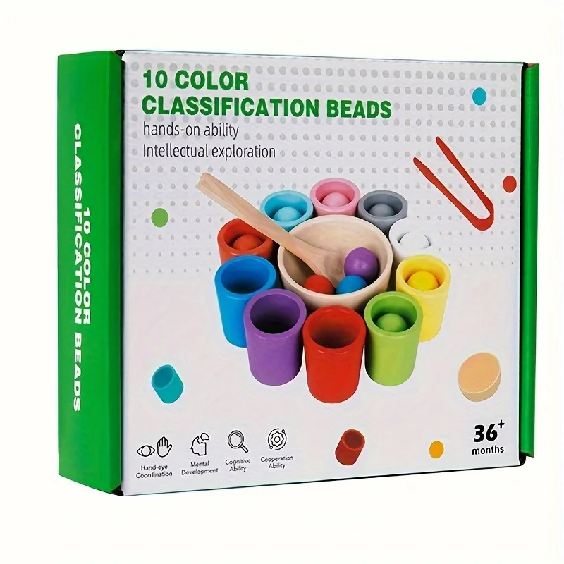 Montessori Holzspielzeug Farbbecher Sortierspiel Kognitionstraining Frühpädagogisches Lernspielzeug für Kinder