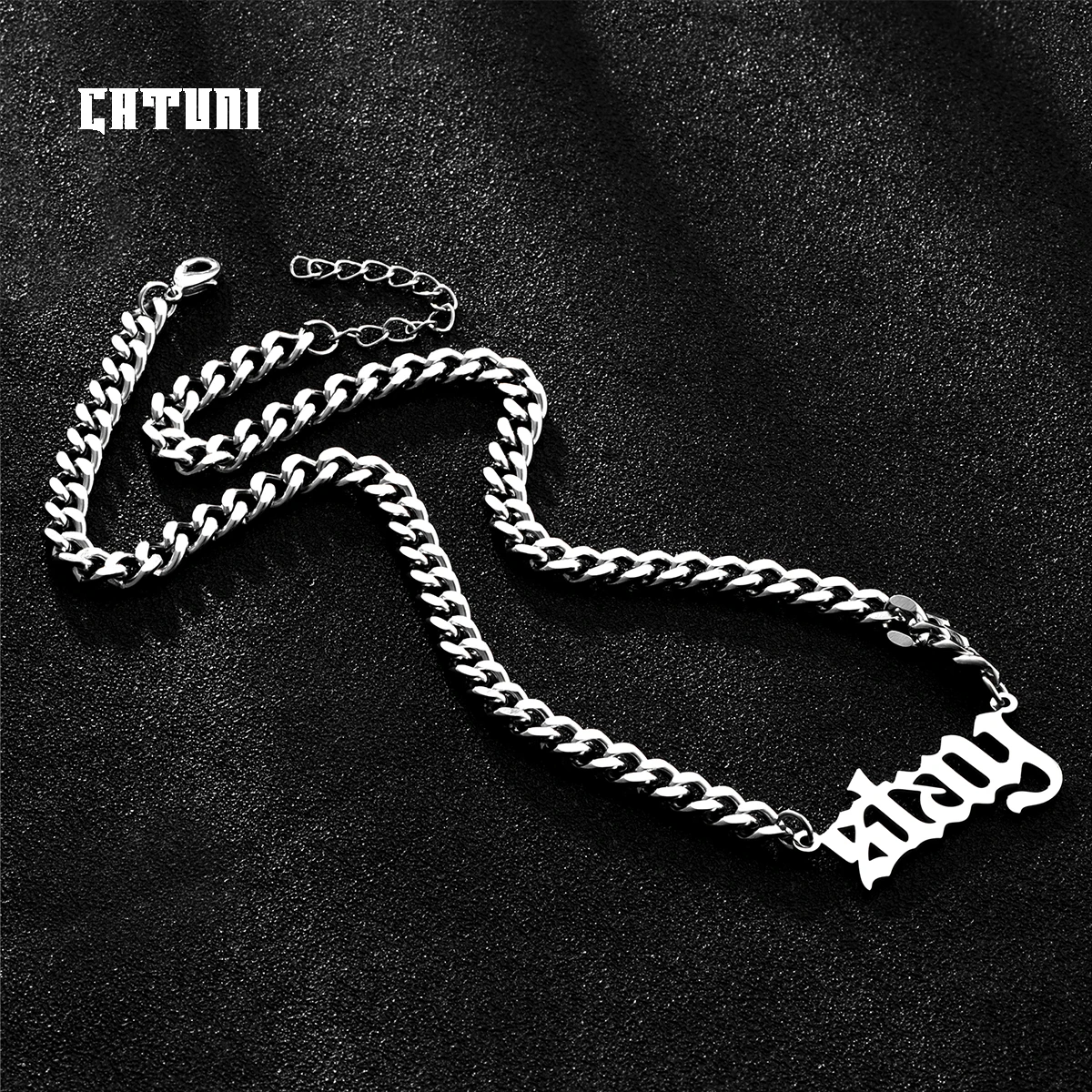 Catuni Kpop Necklace Stainless Steel Stay Pendant Cuban Link Chain Popular collar Accessories Jewelry Gift for Friends Women Men