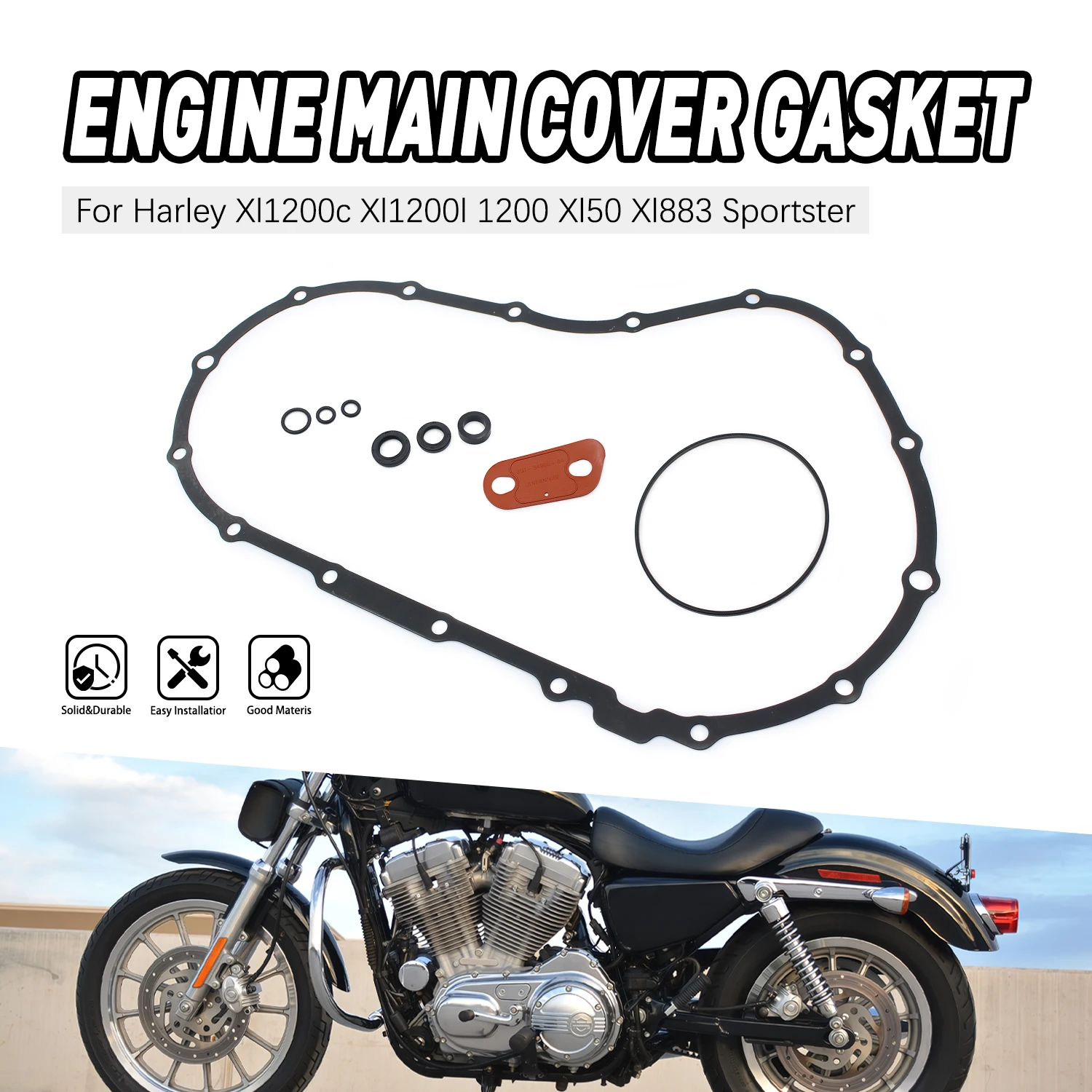 Engine Cover Gasket For Harley-Davidson XL1200C XL50 XL883 Sportster Custom Roadster Sportster JGI-34955-04-K Accessories Moto