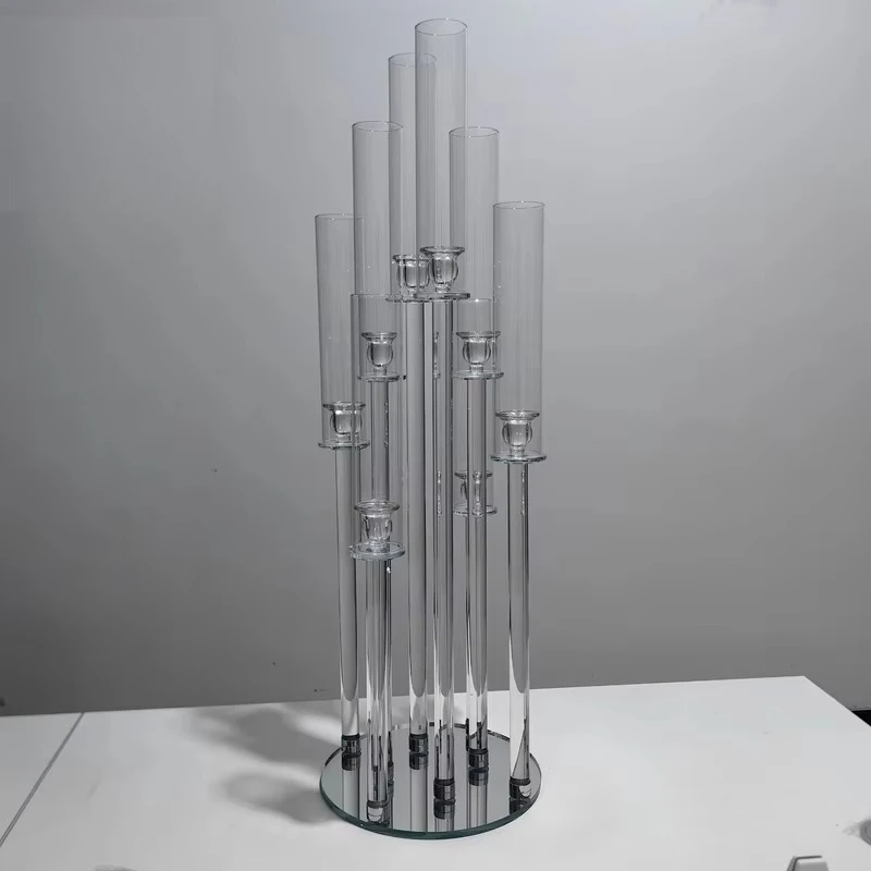 

5/8/10 arm holder transparent glass candle holder for wedding center decoration table