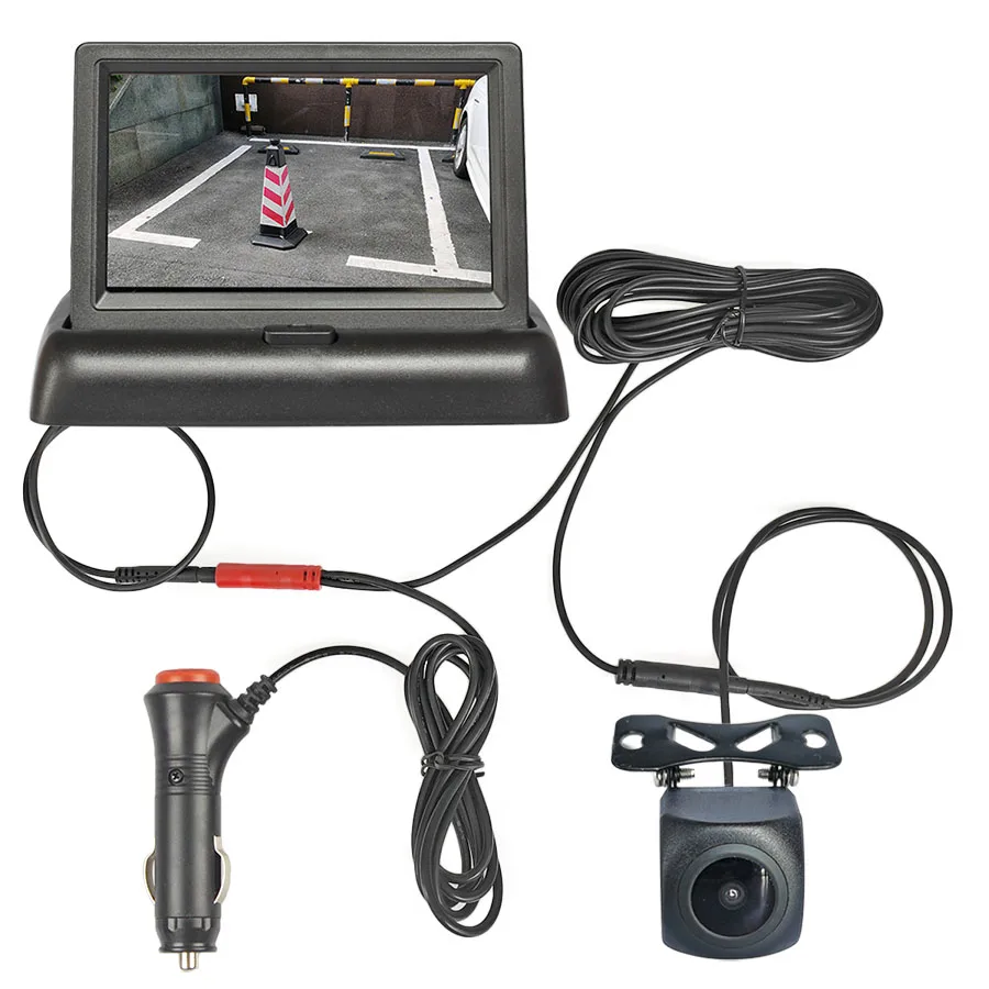 SMALUCK 1920x1080 4.3inch AHD IPS Screen Foldable Car Monitor HD Starlight Night Vision Backup Car Camera Vehicle Reverse