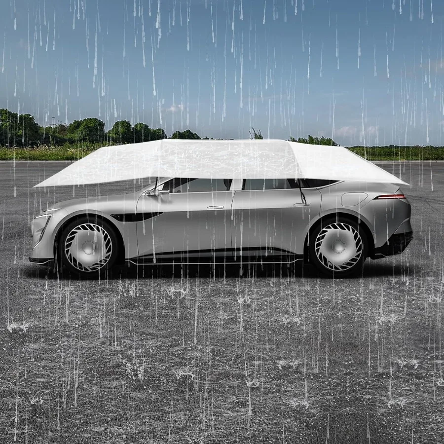 خيمة غطاء سيارة شبه أوتوماتيكية مقاس 13.78 × 7.2 قدم مع تصميم قابل للإزالة للاستخدام الخارجي مظلة ظل مقاومة للماء والشمس لـ Ca #2