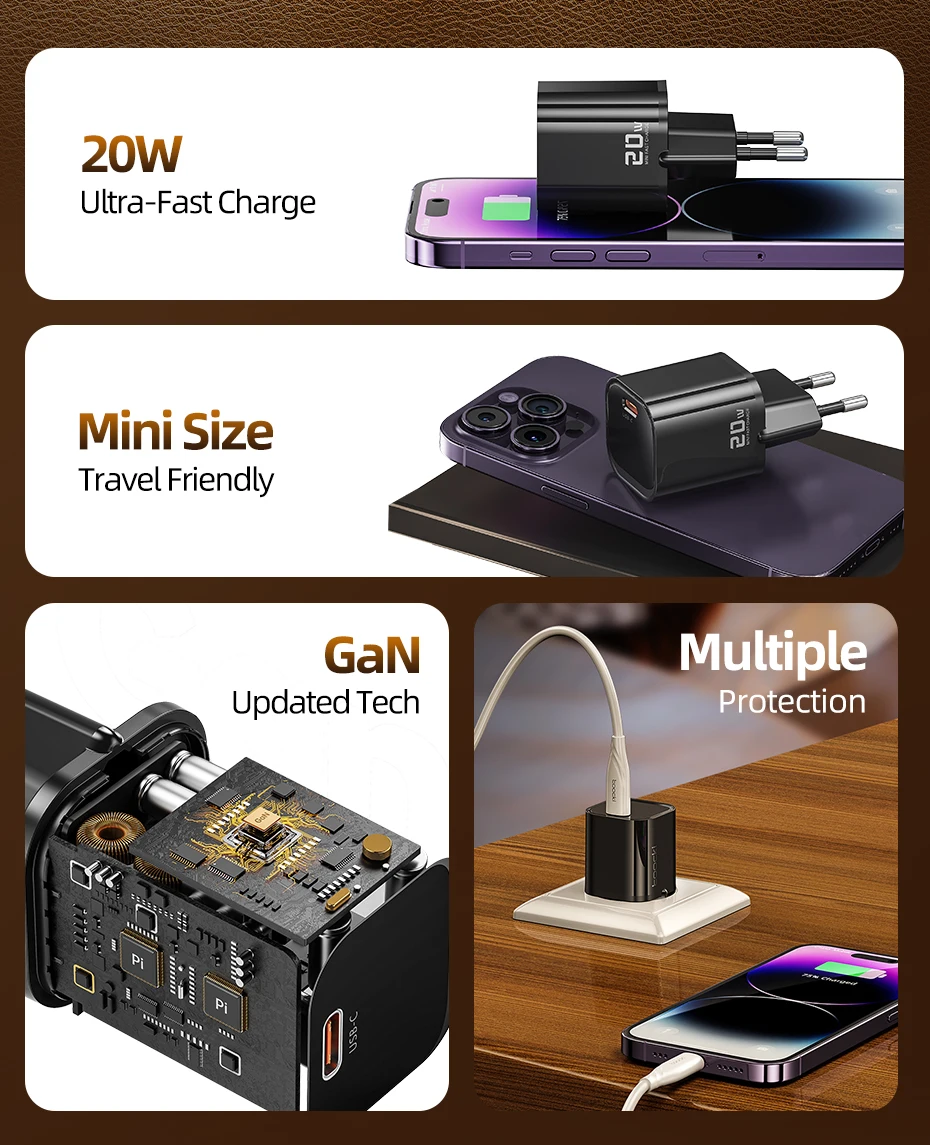 Toocki PD 20W Type C GaN Charger Fast Charging For iPhone 17 16 Pro Max Samsung Xiaomi Mini KR Plug USB-C Charger With 60W Cable