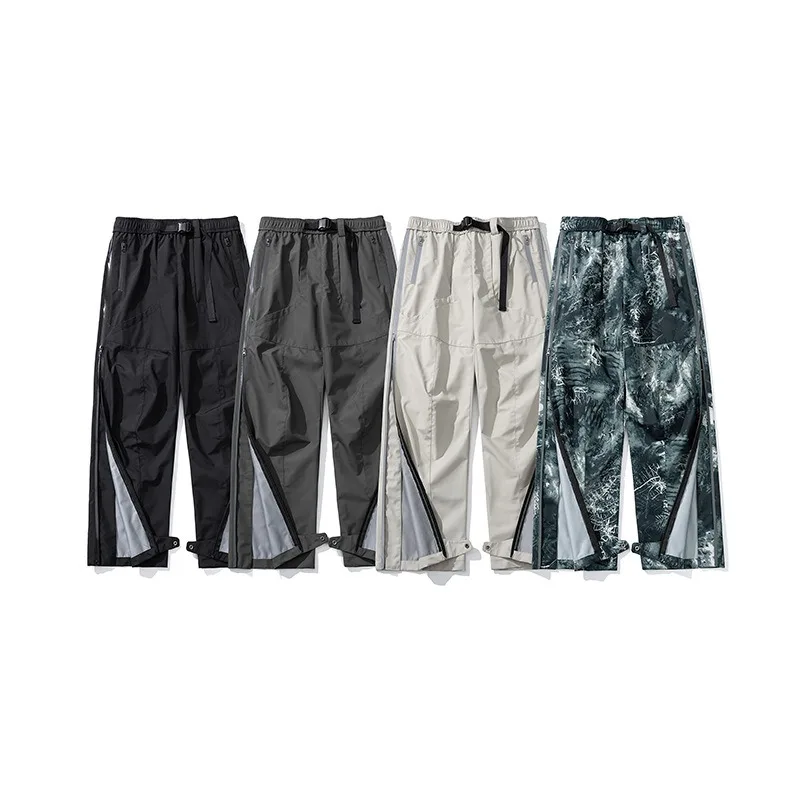 IZEXX tide brand mountain sports three-proof outdoor assault  men's side open zipper waterproof quick-drying straight overalls
