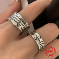 BFCLUB  Silver Color Irregular Letters Open Rings For Women Female Simple Retro Style Handmade Fine Jewelry Bijoux Birthday
