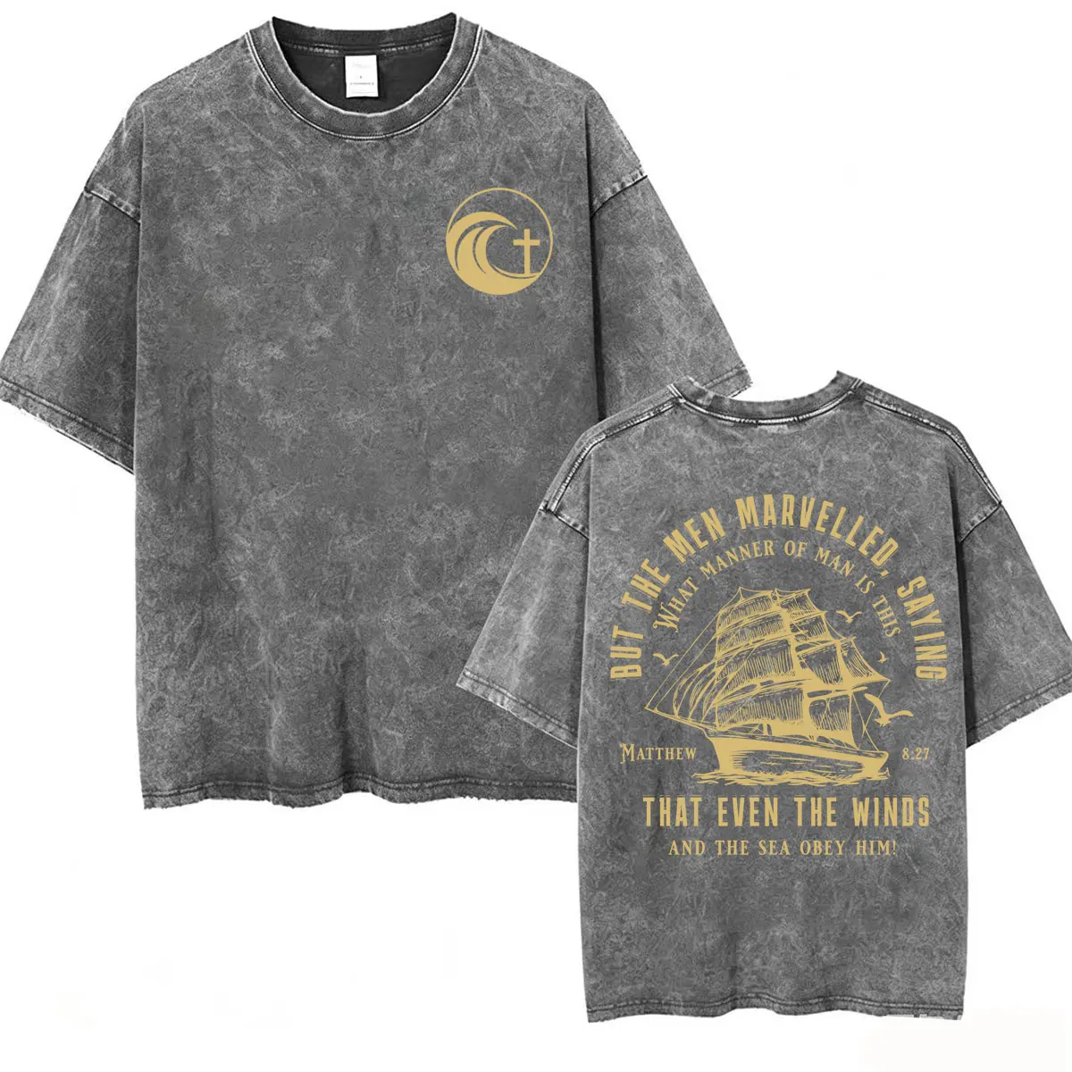 Vintage Washed Christian Apparel Men's T Shirt Bible Verse Jesus Gifts Tee Shirt Unisex Fashion Aesthetic Oversized T-shirt Tops