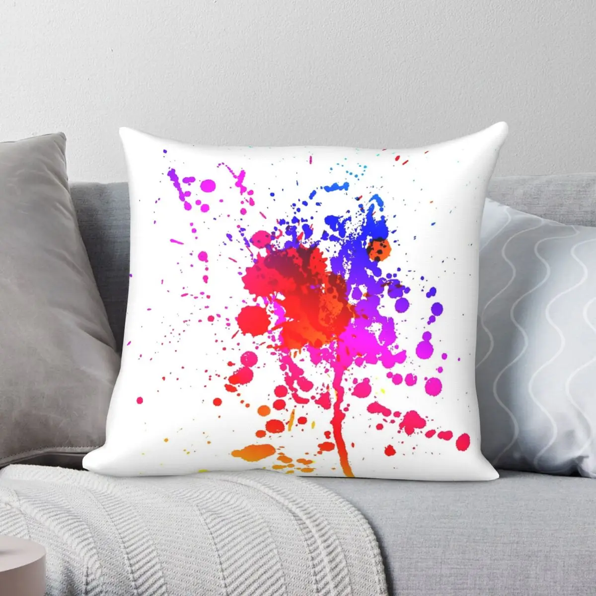 Painting Ink Color Square Pillowcase Polyester Linen Velvet Creative Zip Decor Home Cushion Cover 45x45