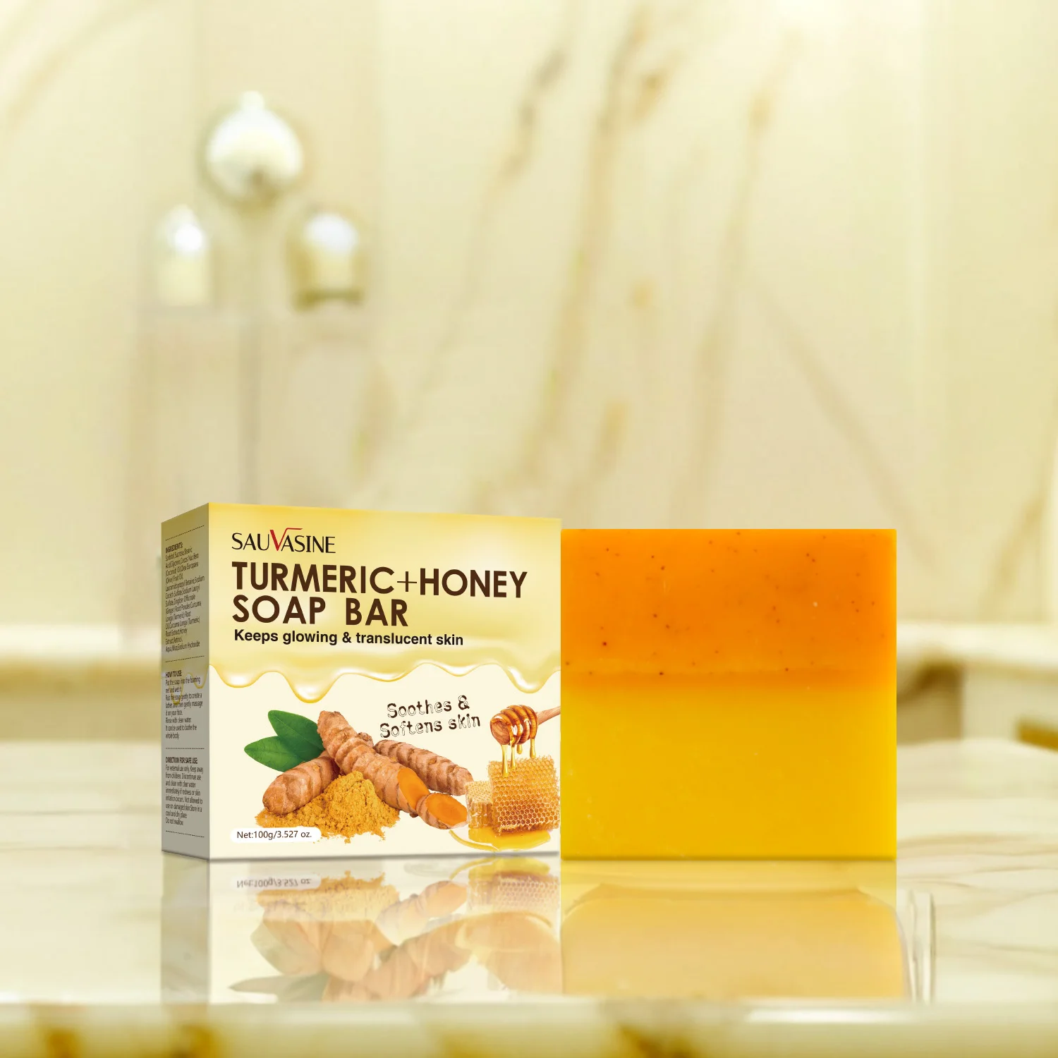 Turmeric Honey Soap Bar Lightens Spots and Evens Out Skin Tone Acne Treatment Soaps Skin Moisturizing and Nourishing Face Bars