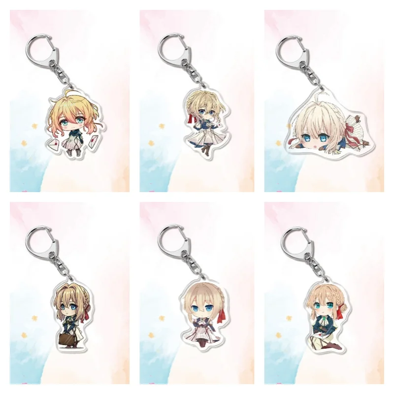 New Anime Backpack Charm for School & Daily Use Violet Evergarden Acrylic Keychain Gift