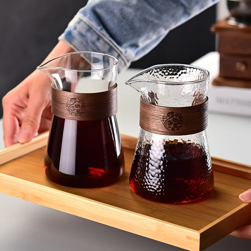 モダンなシンプルガラス製手注ぎコーヒーポット、シェアリングマグ、耳掛け式ブリューカップ、コーヒー愛好家のためのコーヒーテイスティングカップ