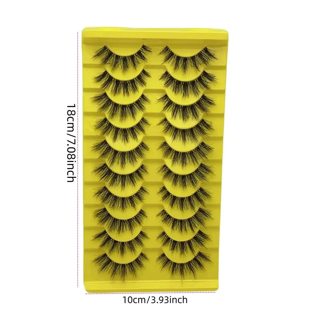 10 Pairs False Fluffy Russian Strip Lashes 3D Fake Lashes Makeup Messy False Eyelashes Fluffy Thick Lashes