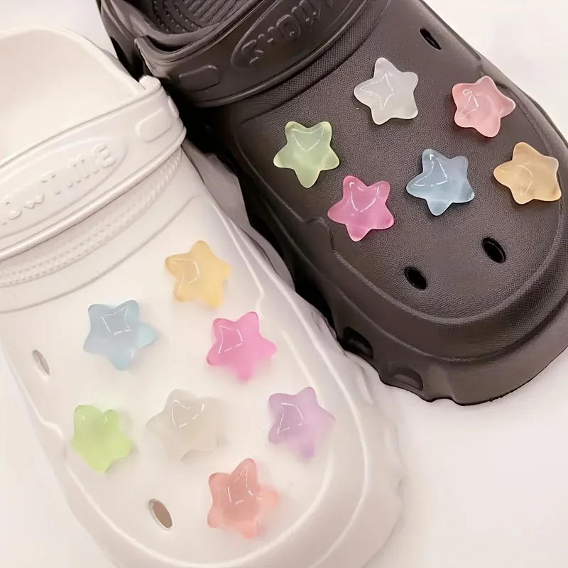 7pcs Glow-in-the-Dark Star Shoe Charms facile da installare divertente decorazione di scarpe con foro fai da te per ogni occasione