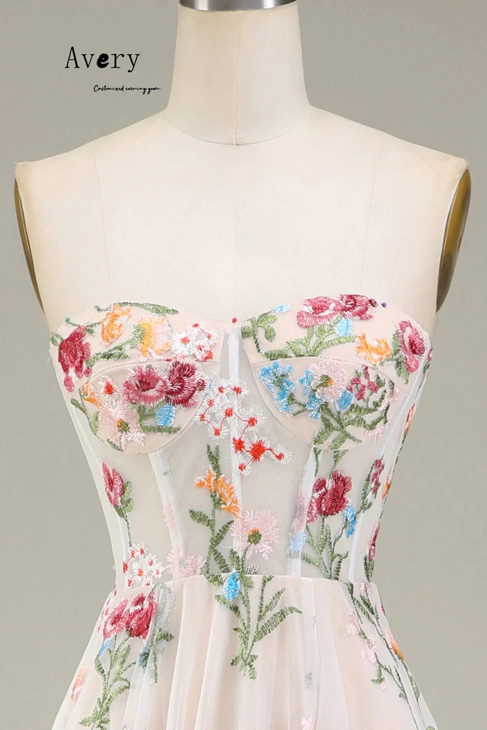 에이버리 맞춤형 꽃무늬 A라인 백리스 민소매 이브닝 드레스 여성 웨딩 게스트 롱 엘레강스 이브닝 파티 드레스