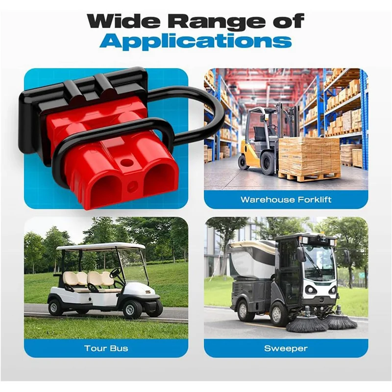 

【Price-Drop!】5X Anderson Connector, 50AMP 6-12 Gauge Battery Quick Connect With Dust Plug 12V-36V Anderson Plug Disconnect