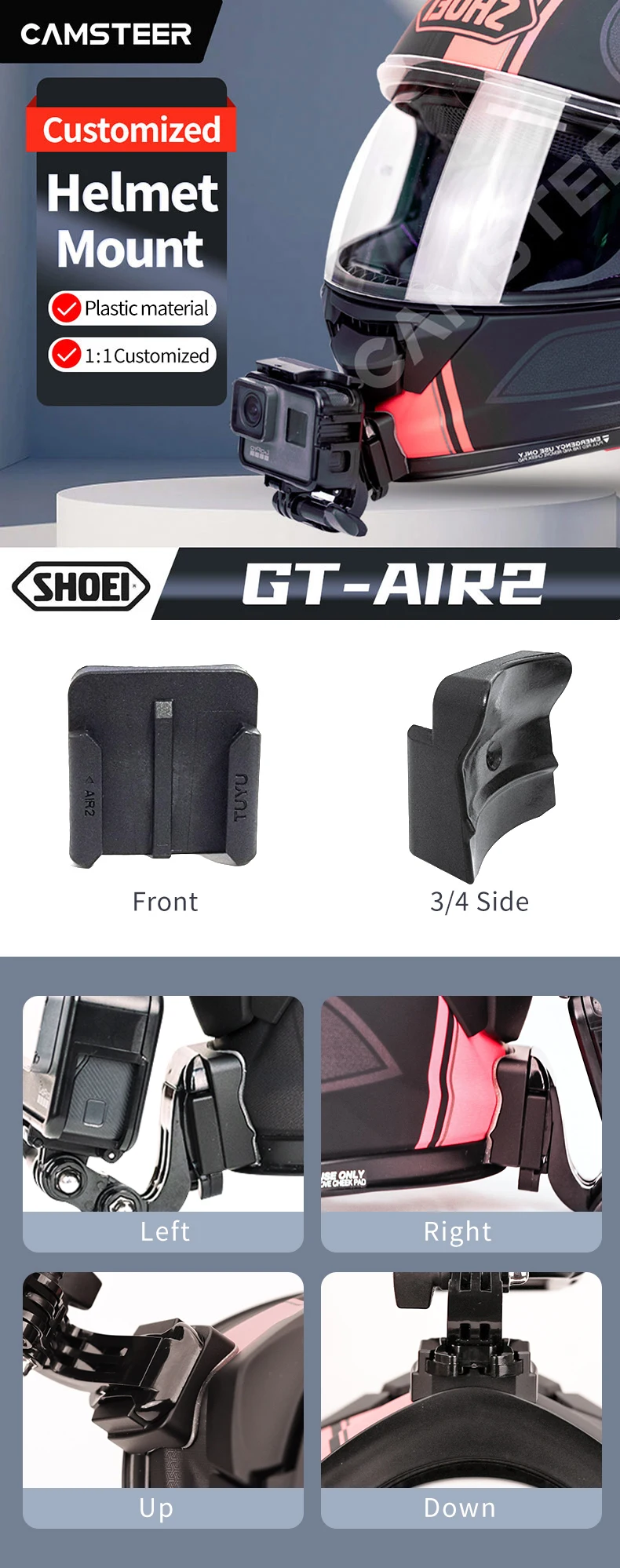 Motorrad Maßgeschneiderte Helm Kinn Halterung für HJC Shoei X14 NXR RF1400 Agv Arai Für GoPro 13 12 11 Insta360 Ace Pro2 X4 X3 DJI 5Pro – Detail 5