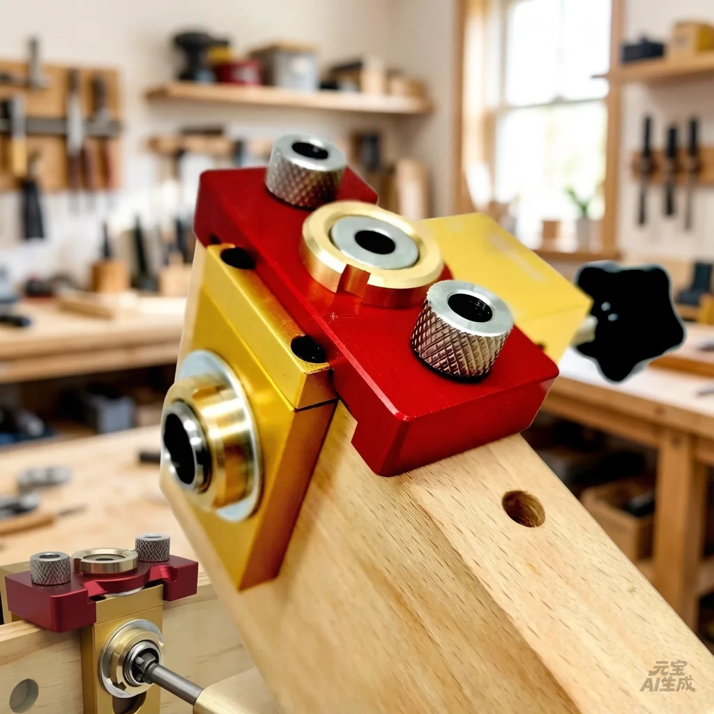 

3-in-1 Adjustable Mortise and Tenon Locator Aluminum Hole Drill Guide and Multifunctional Precision Woodworking Fixture