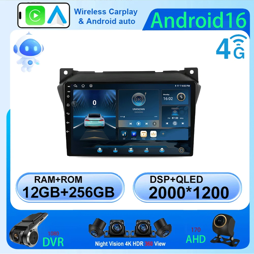 

LJZN Android 16 12G+256G For Suzuki Alto 2009 - 2016 Multimedia Stereo Car DVD Player Navigation GPS Radio 4G+WIFI