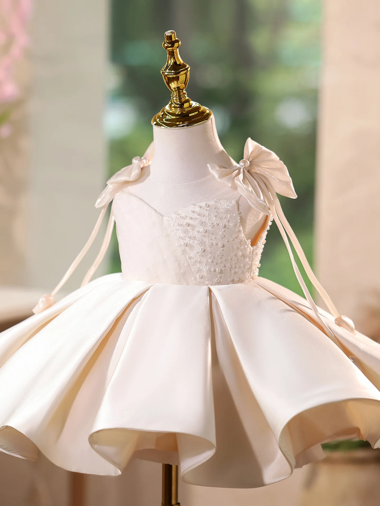 Children High End Host Piano Performance Princess Ball Gown Girls Cute Bow Design Birthday Wedding Dress g416