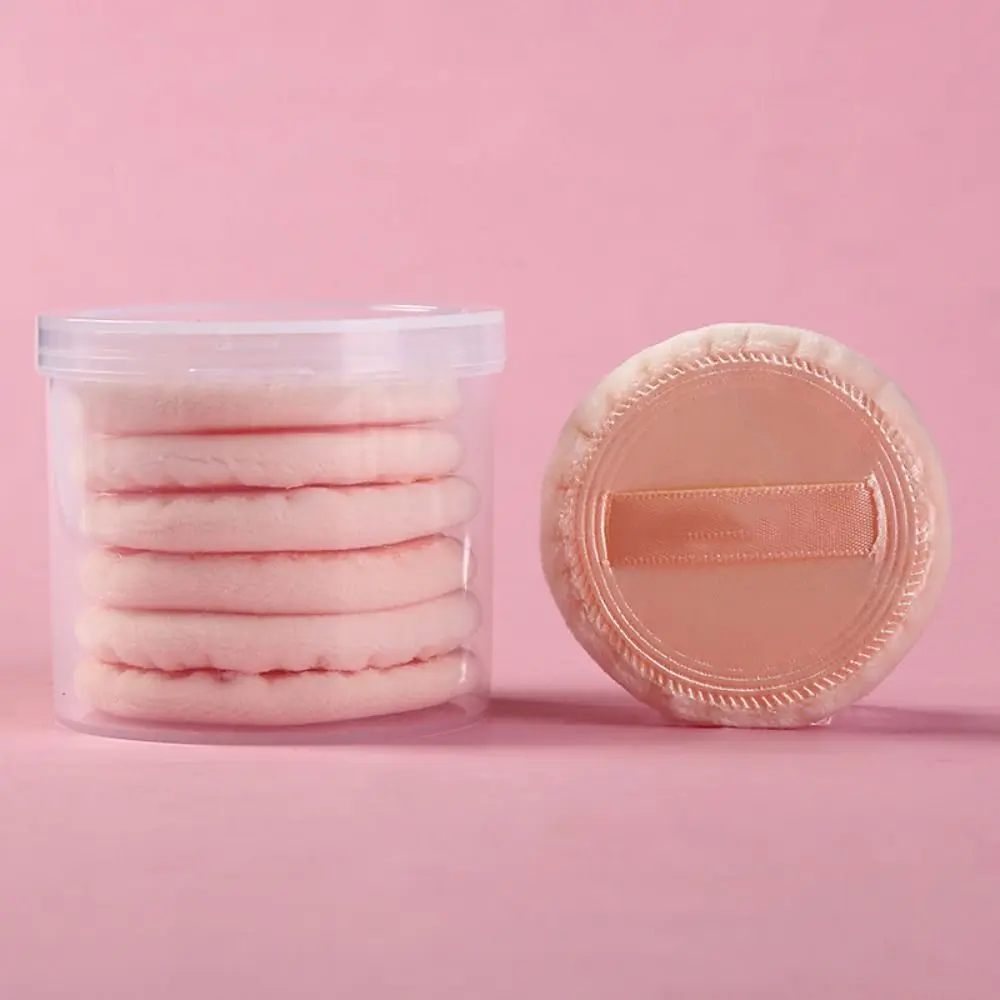 2/6 pezzi con scatola soffio rotondo per cipria per trucco morbido piccolo soffio cosmetico in velluto spugna per fondotinta in raso soffio per cipria sciolto ragazza