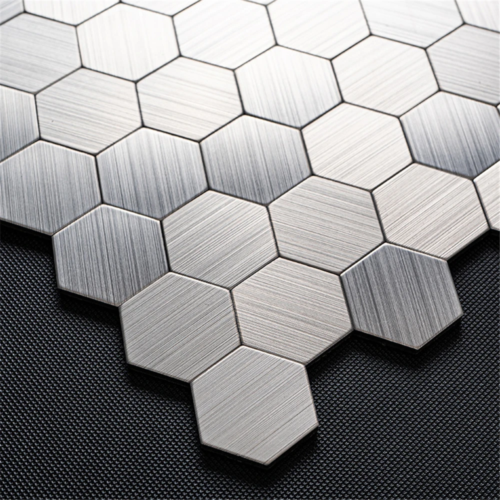 فسيفساء ذاتية اللصق معدن الألومنيوم والبلاستيك لوحة مقاومة للحريق مقاوم للماء المطبخ غرفة المعيشة مطعم حائط الخلفية بلاط #3