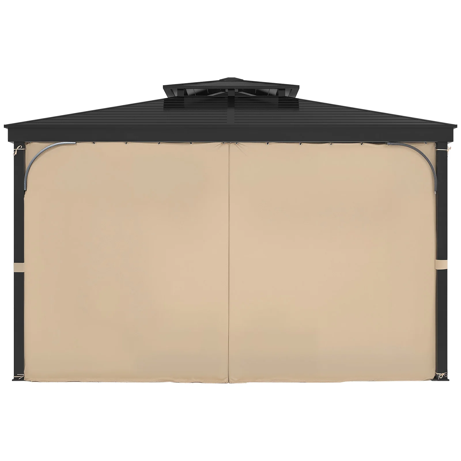 Gazebo Curtains Outdoor, 12' x 10' x 7.3' Gazebos, 4-Panel Sidewall Gazebo Privacy Curtains with Zippers, Outdoor Curtain Replacement for Patio Canopy, Only Curtain, Khaki