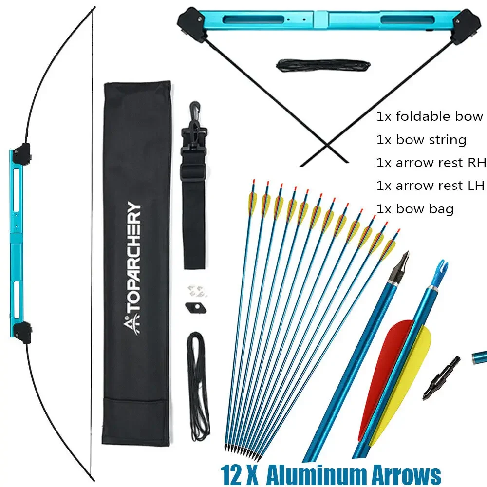 35 lbs Foldable Bow and Arrows Set Aluminum Riser Arrows SP550 58