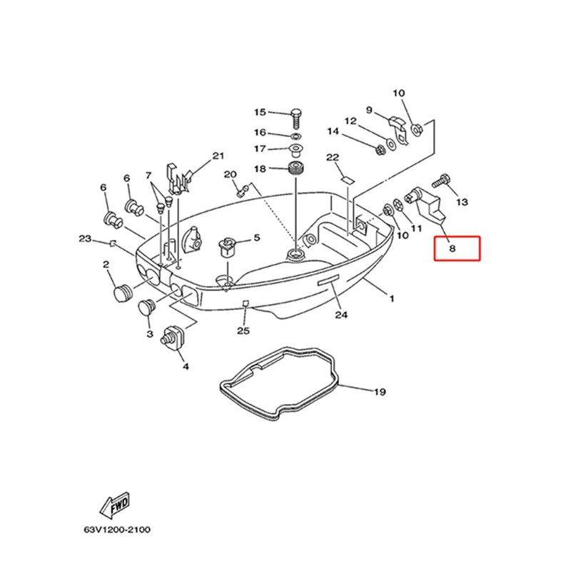 A48P-أسفل القلنسة رافعة المشبك للمحرك الخارجي 9.9HP 15HP 63V-42815-01-4D