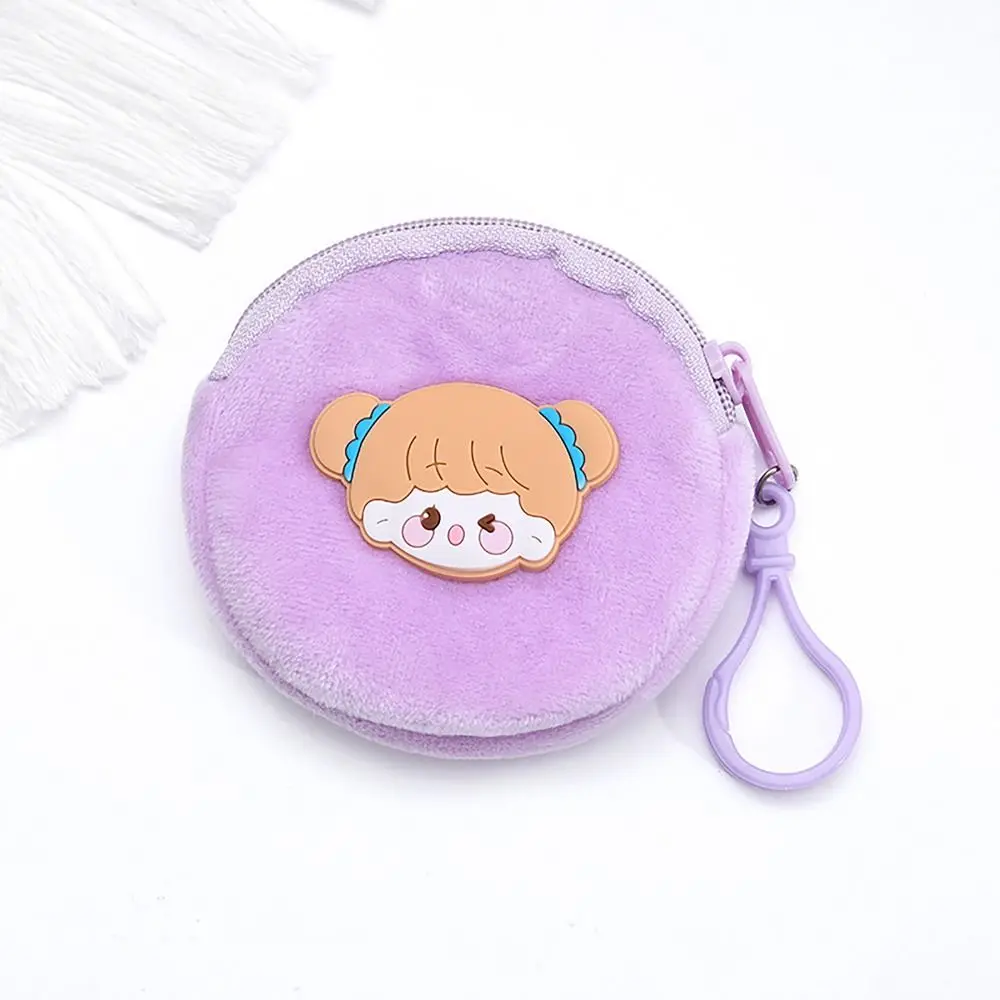 

Милый плюшевый кошелек для монет с крючком, мультяшная нашитая сумка для наушников, круглая сумка для монет, мужская
