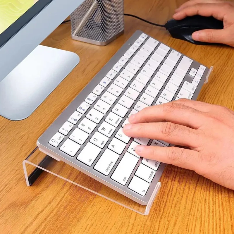 Acrylic Computer Keyboard Stand Clear Keyboard Riser Lift Tray Non-slip Transparent Desktop Keyboard Holder Office Supplies