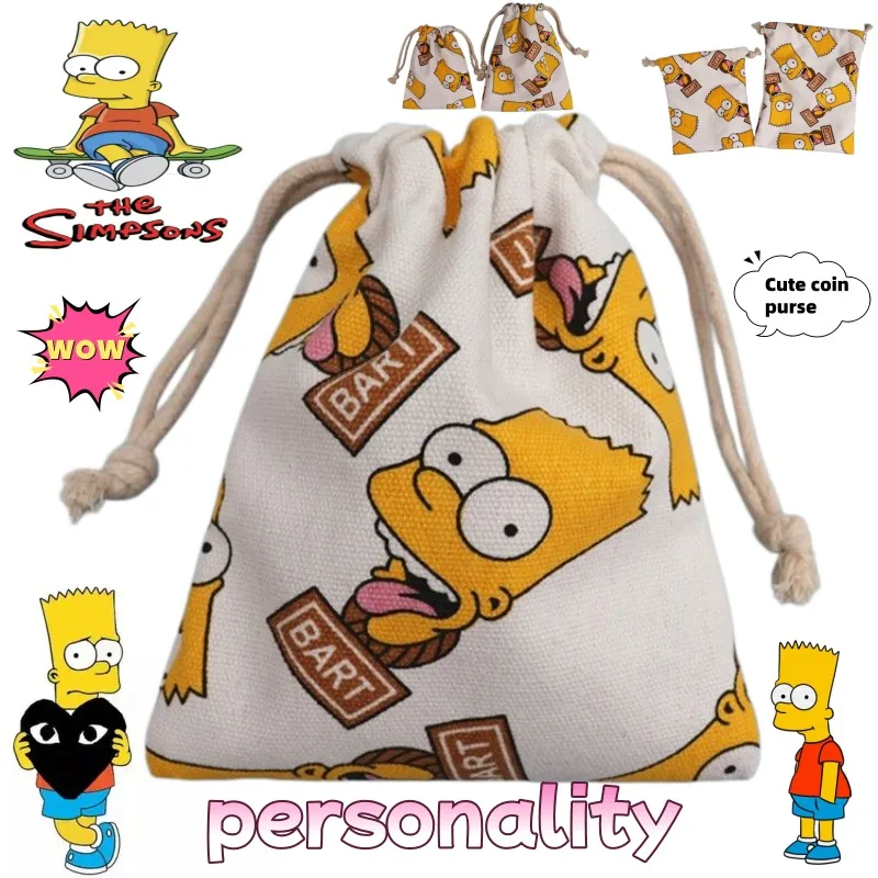 

The Simpsons Drawstring Storage Bag Cute Fashion Cartoon Personalized Creative Phone Coin Purse Gift for Friends' Birthdays