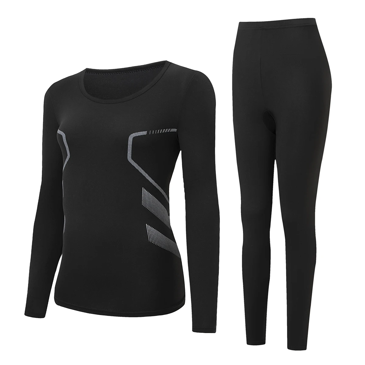 2-piece Autumn And Winter Women's Casual Versatile Warm Underwear Set Sports Running Base Underwear Set Round Neck Base Shirt