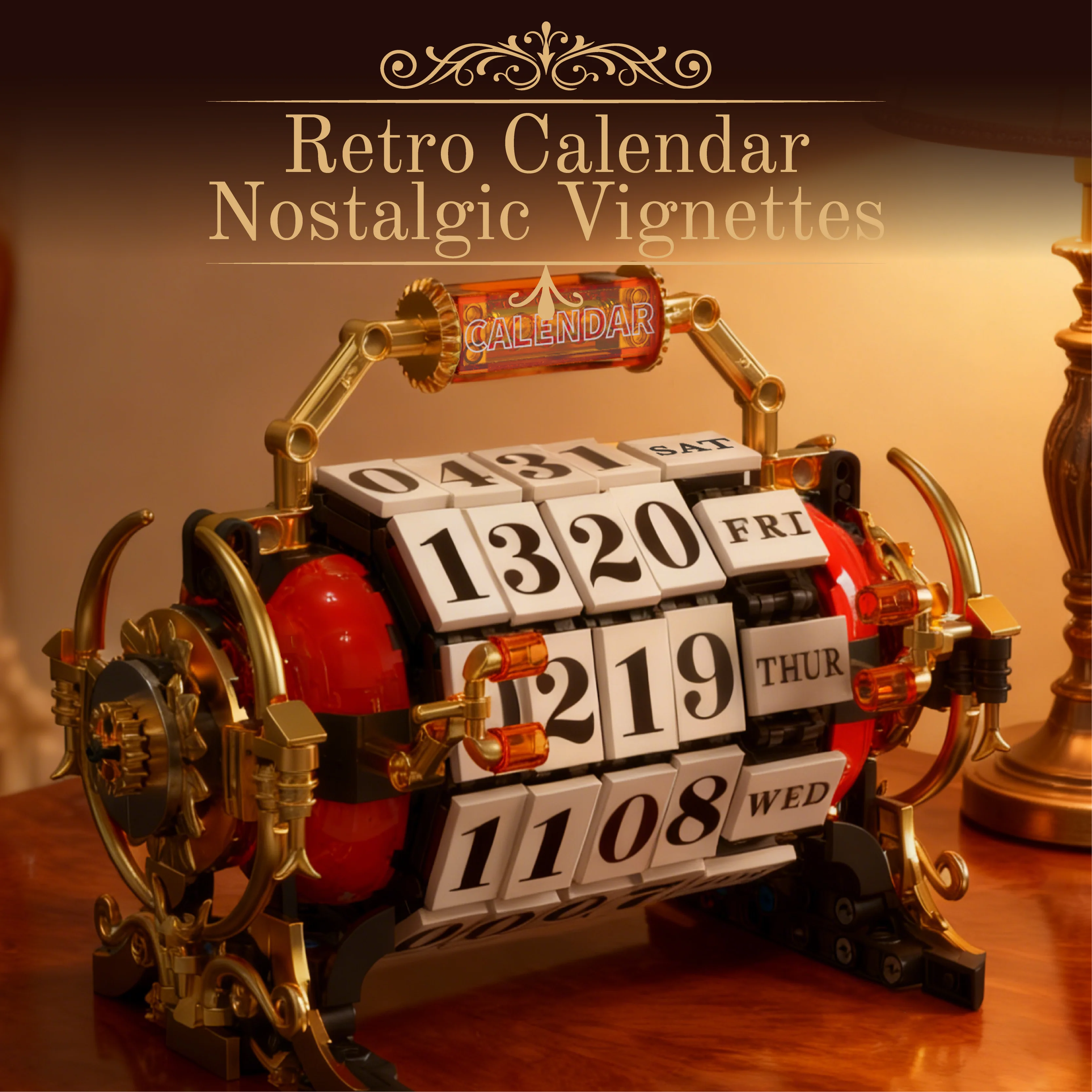 

Functional Retro Calendar Building Blocks Set, DIY Date Display Model with Classic Design, Creative Gift for Adults & Teens