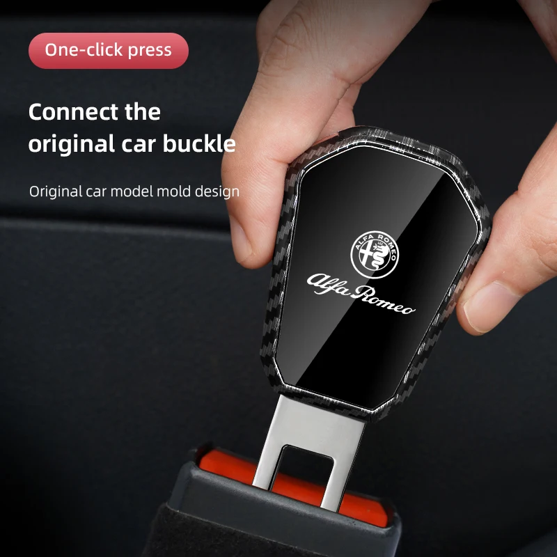 1Pcs Carbon Black Car Seat Belt Buckle Extender For Alfa Romeo 156 159 147 4C 8C 166 Giulia Giulietta Mito Stelvio Spider GT