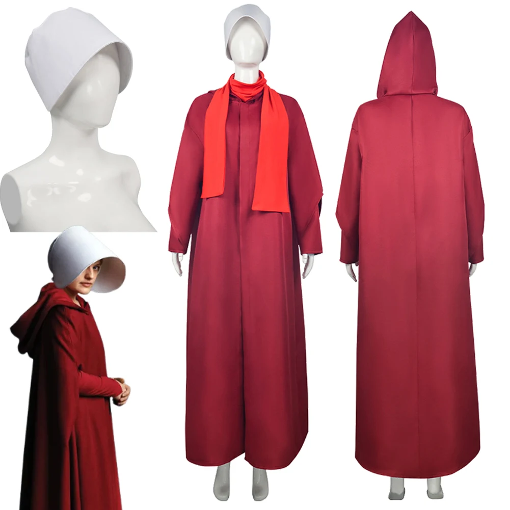 

Handmaid Tale Offred Cosplay Fantasy Hat Clothing TV Costume Disguise Adult Women Roleplay Fantasia Outfits Clothes
