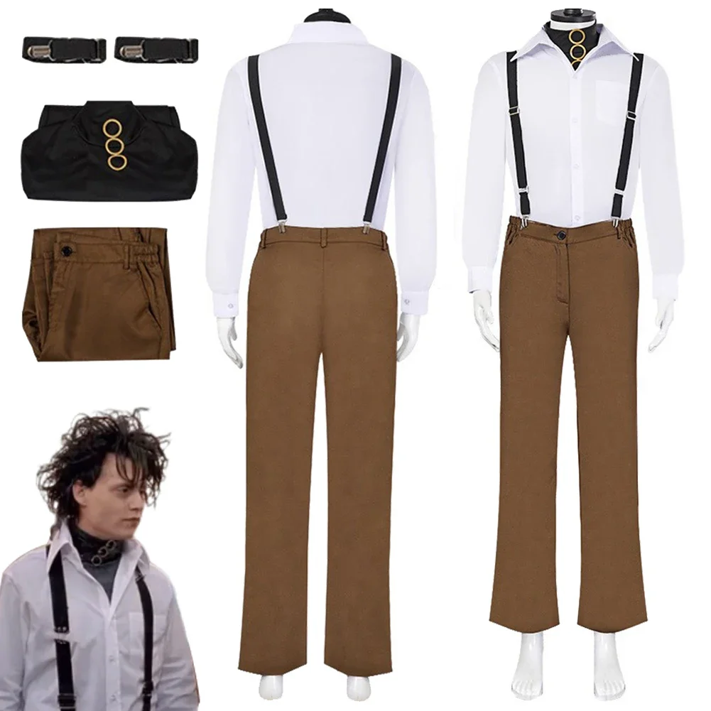 Edward Cosplay Fantasy Clothing 1990 Movie Hand of Scissor Costume Disguise Adult Men Roleplay Fantasia Outfits Male Halloween