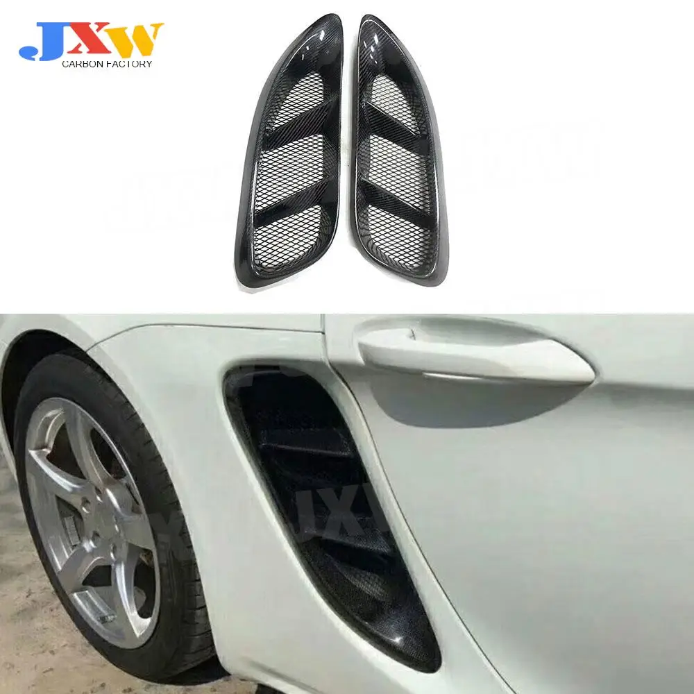 

Carbon Fiber Rear Fender Side Air Vent Outlet Trim Mesh Grill Covers For Porsche Boxster Cayman 718 2016-2019 Car Accessories