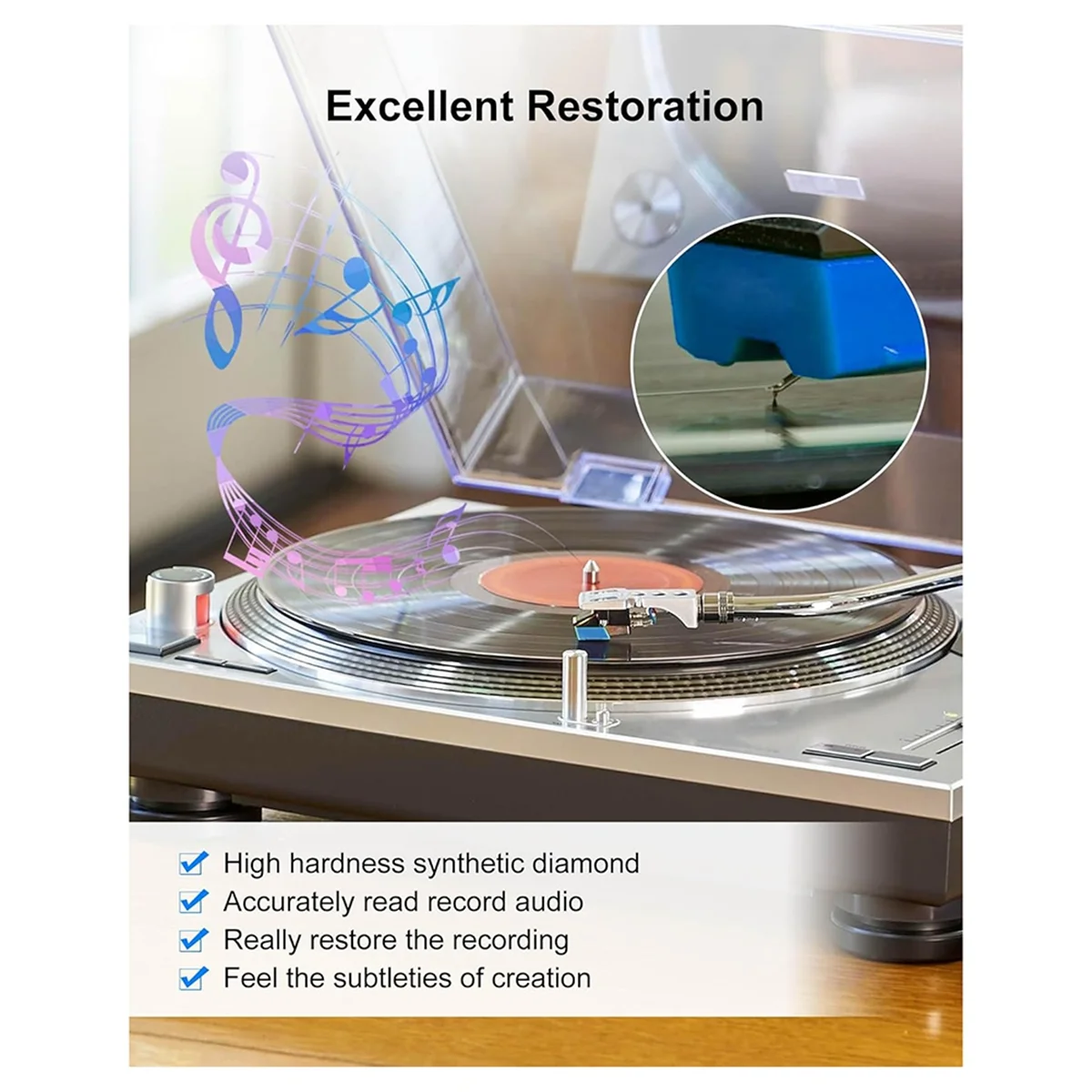 AT-VMN95E Record Player Needle for Stylus, Elliptical Turntable Needle for AT-LP120X Vinyl Record Player