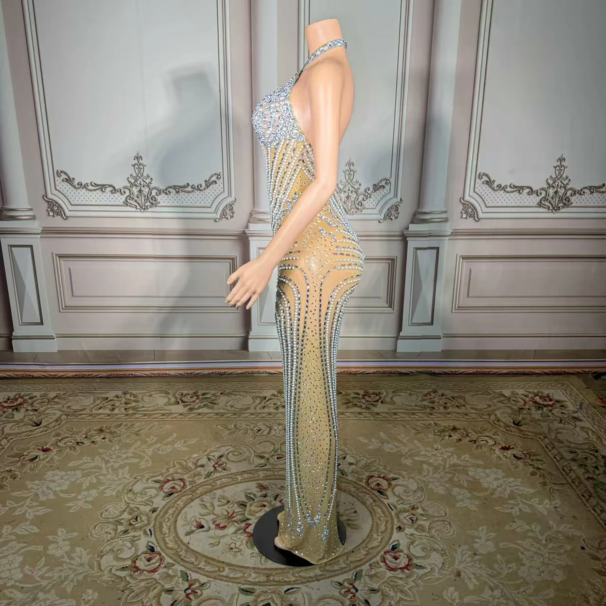 ZD Personalizado Lindo Cristal Vestidos de Baile Elegante Lantejoulas Renda Frisada Vestido de Noite Sem Mangas Vestido de Festa de Celebridade