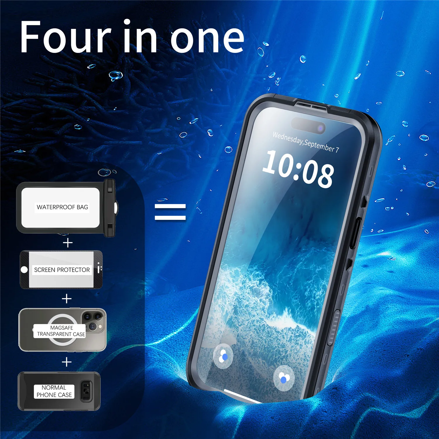 Водонепроницаемый чехол для телефона для дайвинга IP68, чехол для iPhone 17, Air 16e, 15, 14 Plus, 13 Pro Max, защитная пленка для экрана, подводная магнитная крышка Magsafe