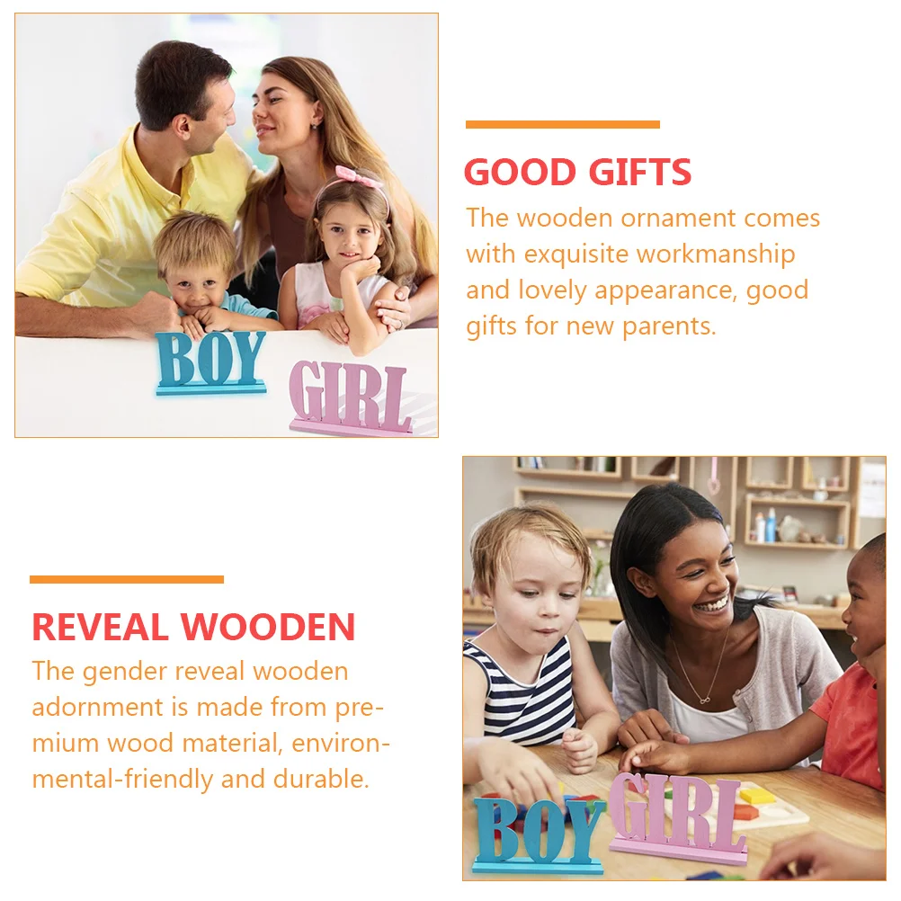 

2pcs Premium Wood Gender Reveal Ornaments for Baby Shower Decor Balloon Centerpieces Gifts Newborn Party Accessories