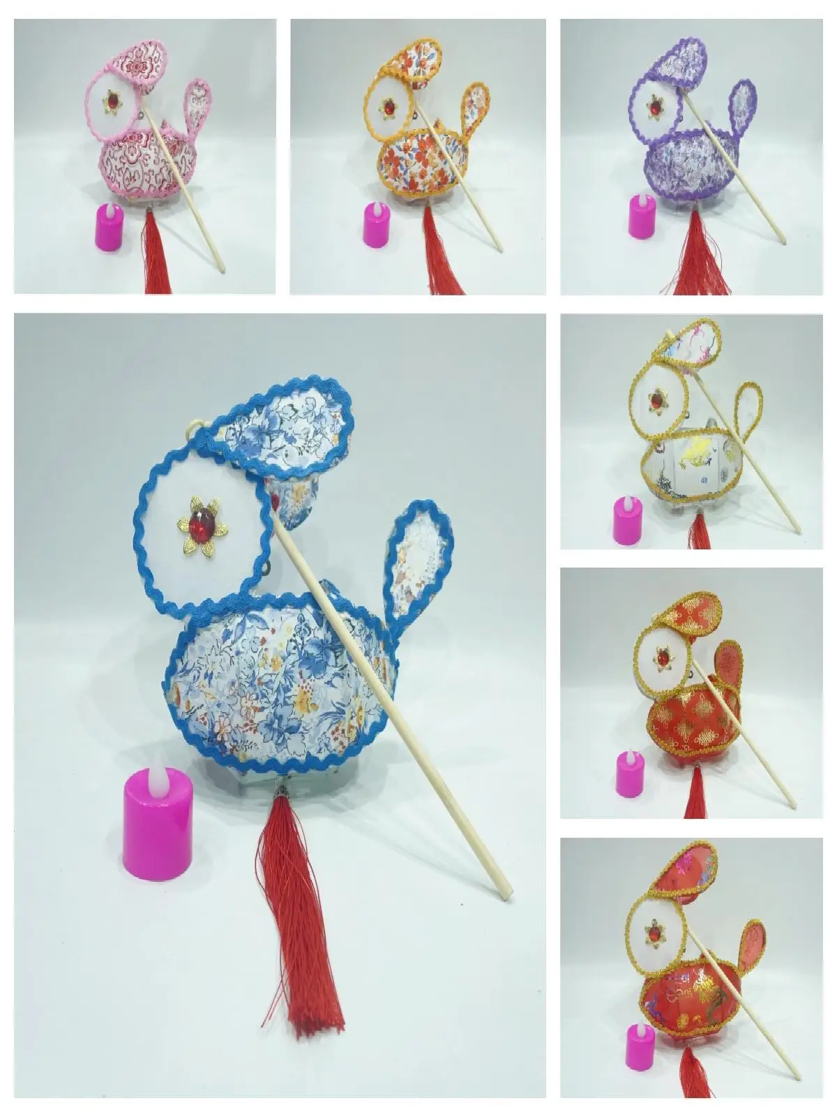 

Традиционный ручной работы маленький фонарь-кролик, портативная лампа-кролик с цветами, тканевая лампа-кролик, электронный готовый продукт, прямые поставки.