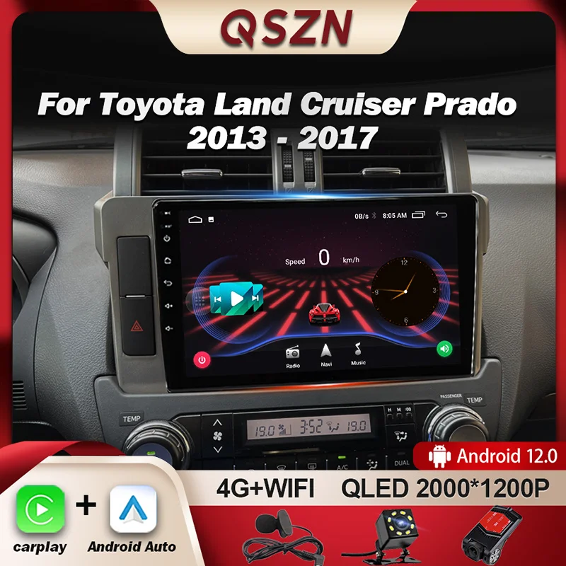 QSZN For Toyota Land Cruiser Prado 150 2013 - 2017 Car Radio Multimedia Video Player Navigation GPS Carplay Android 12 Autoradio