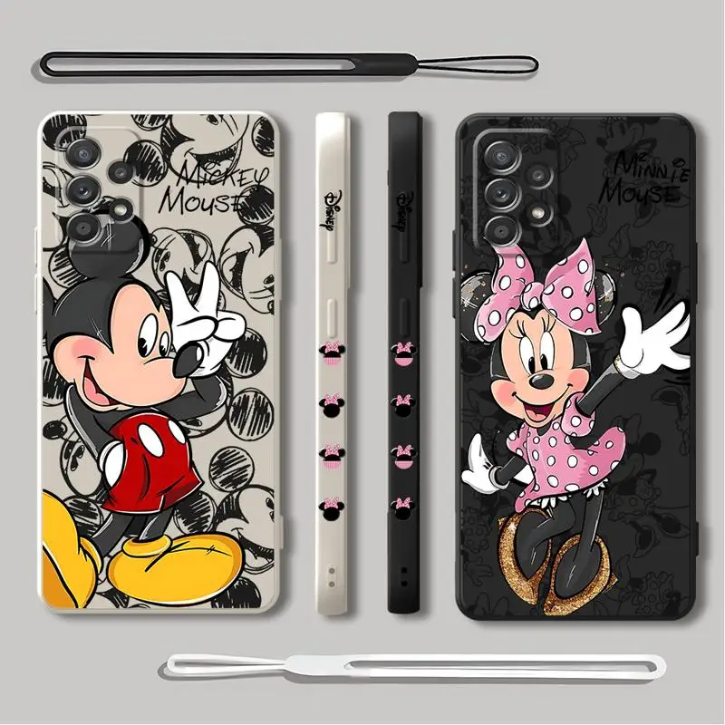 Disney Mickey Minnie Mouse Phone Case for Samsung Galaxy A20s A02s A10 A04 A04s A31 A71 4G A50 A05S A30 A02 Square Liquid Cover