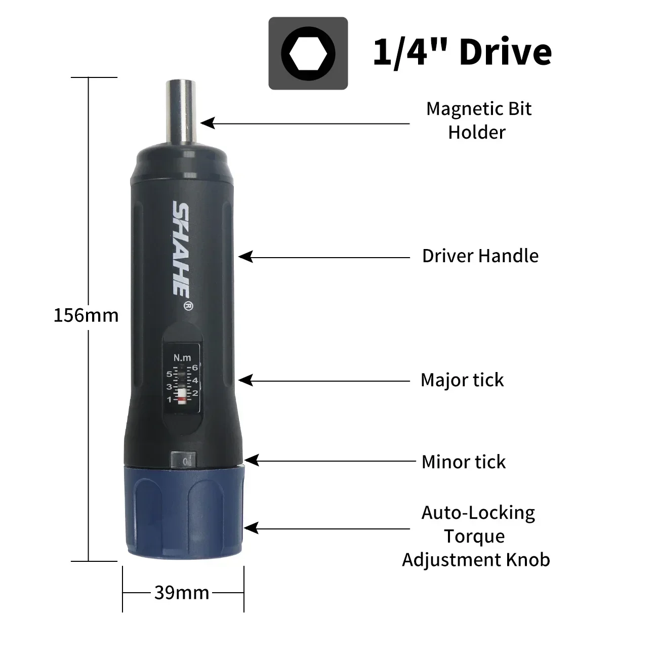 SHAHE Portable Preset Torque Screwdriver Adjustable Torque Range Professional Torque Wrench