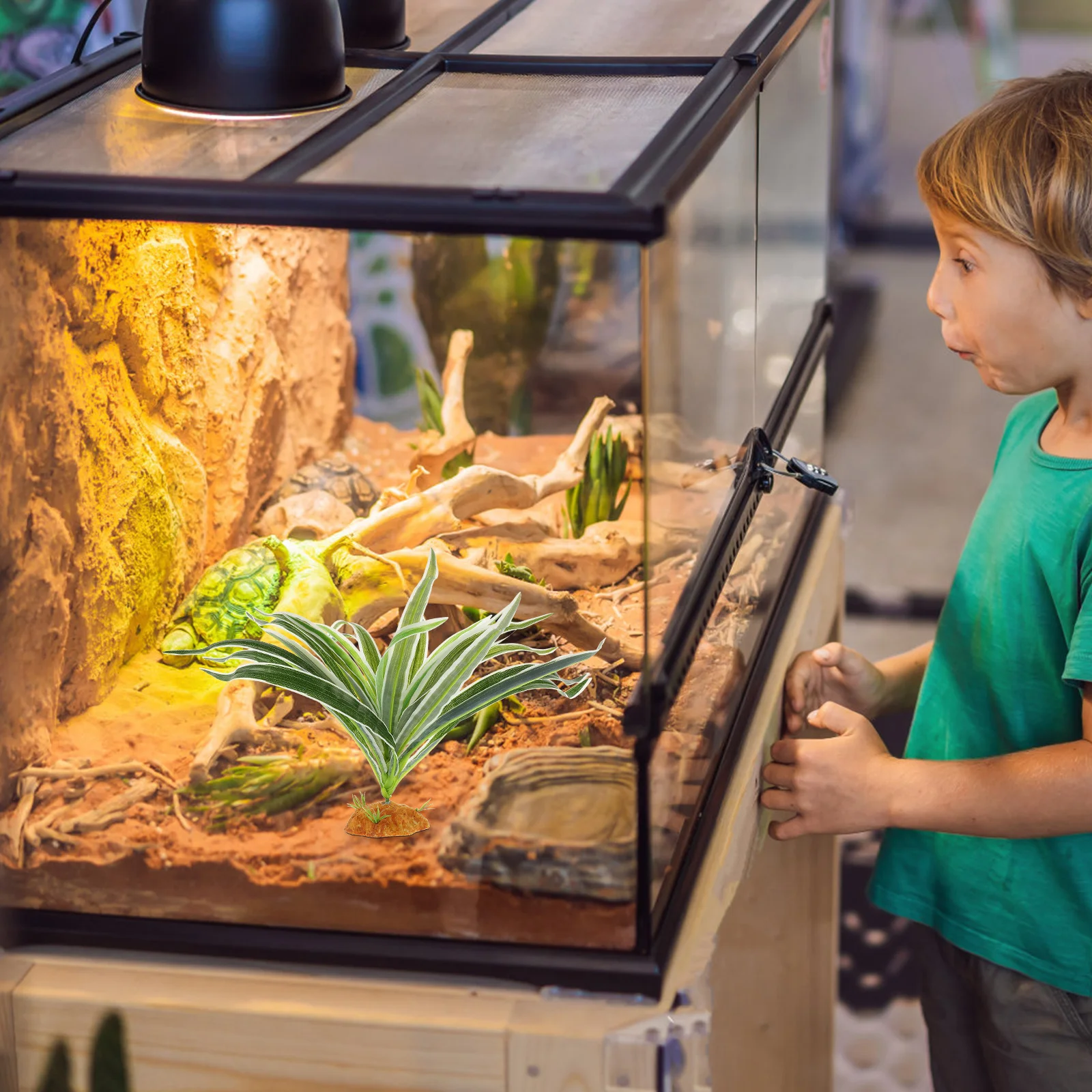 

Reptile Terrarium Accessories Lifelike Fake Green Plant for Tank Decor Natural Looking Simulation Reptile Plants