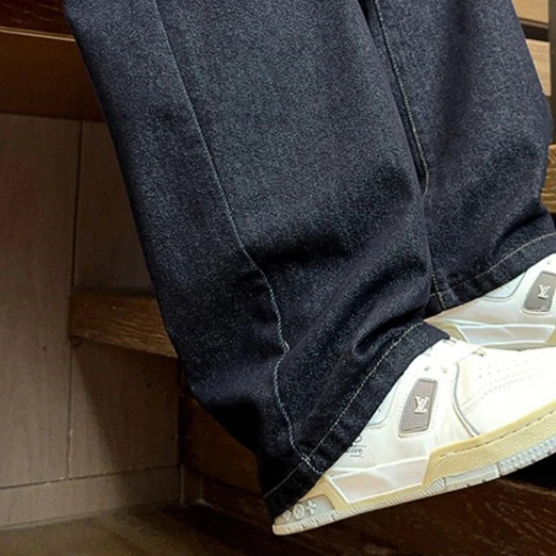 กางเกงยีนส์ทรงตรงขาบานสไตล์วินเทจแบบอเมริกันสำหรับผู้ชาย ล้างสีแบบวอเตอร์วอช เหมาะสำหรับฤดูใบไม้ร่วง/ฤดูหนาว