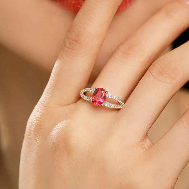CHARMING Luxury Original 1.5CT RUby Sapphire Rings S925 Silver Setting Emerald Ring for Women Engagement Vintage Jewelry Gifts