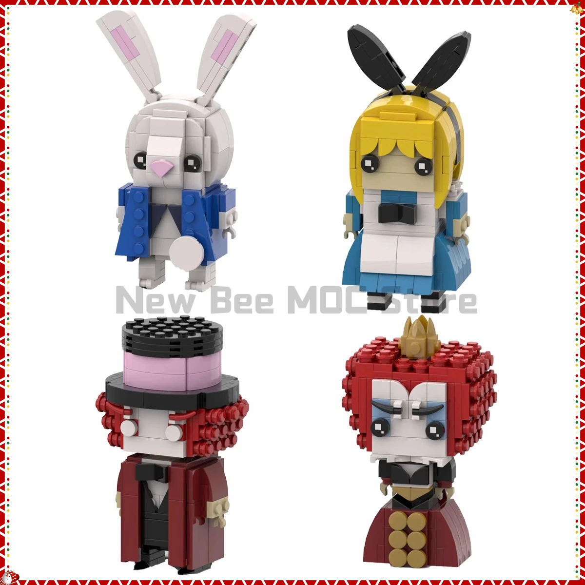 

Аниме персонажи фильмов Brickheadz строительные блоки MOC мультфильм Алиса белый кролик красная королева кукла модель DIY детская игрушка подарок на день рождения